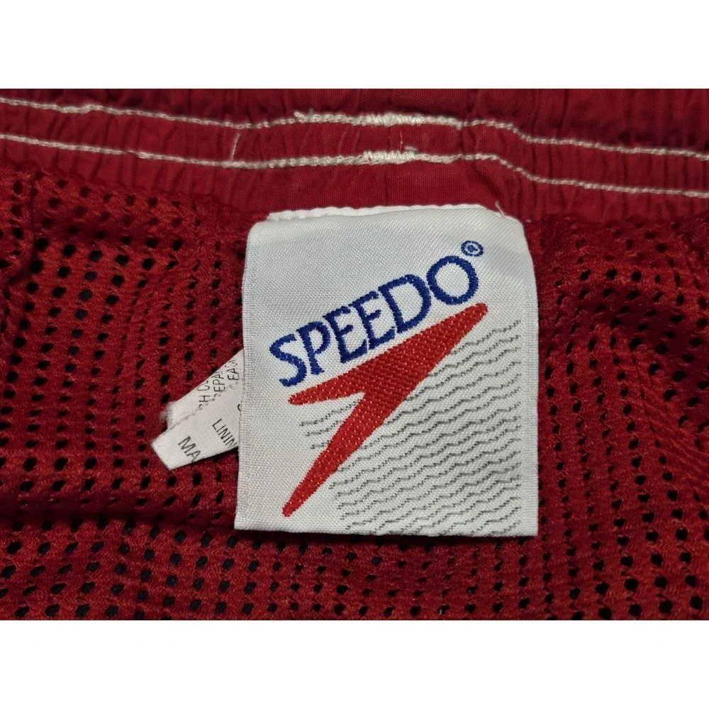 Speedo‎ Vintage Swim Trunks Shorts Aztec Mens XL Red Blue Lined